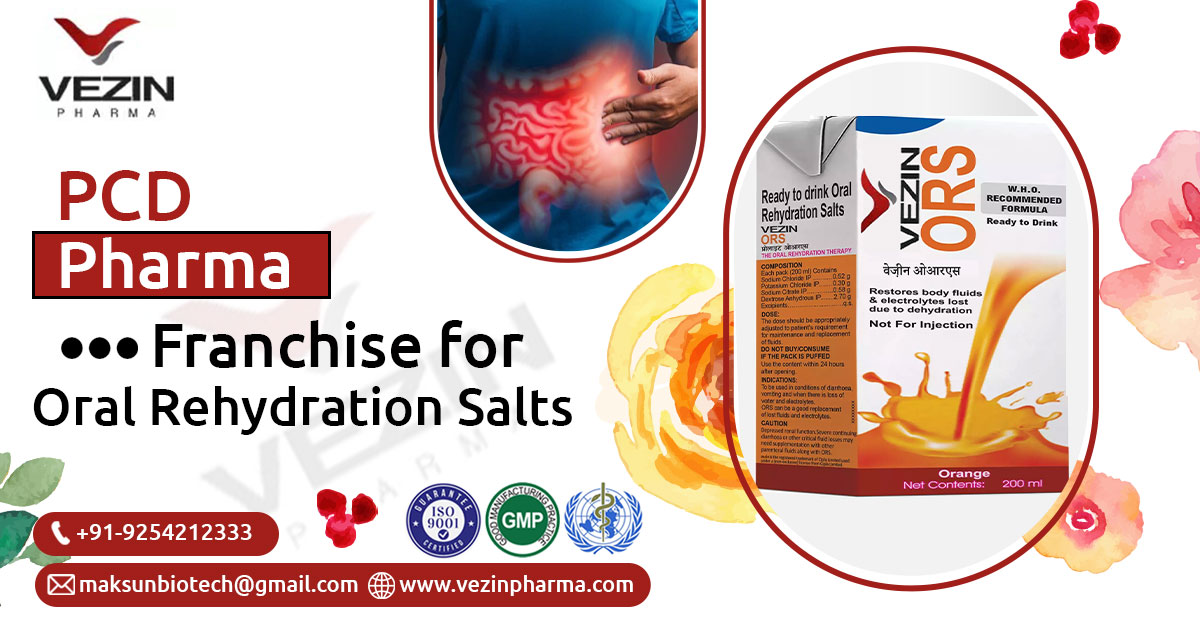 PCD Pharma Franchise for Oral Rehydration Salts Recovering Minerals and Fluids Loss in Human Beings | Vezin Pharma